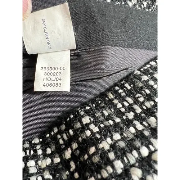 Gap Tweed Y2K Wool Blend Velvet Trim Skirt Womens Size 6 Lined Side Zip Black - Picture 8 of 8